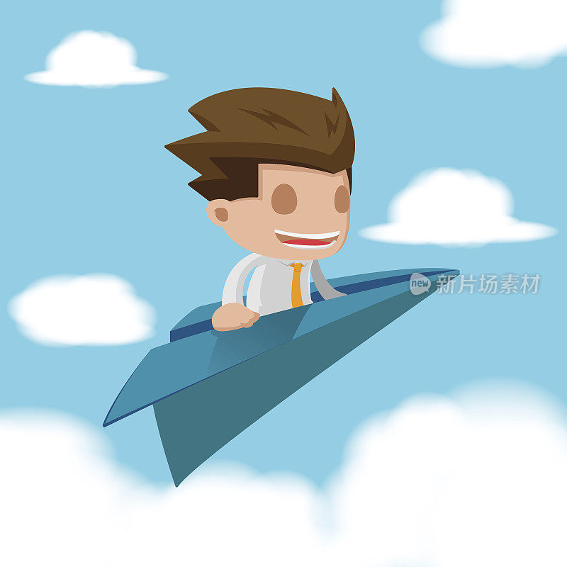 Man Business Fly Paper Plane Vector